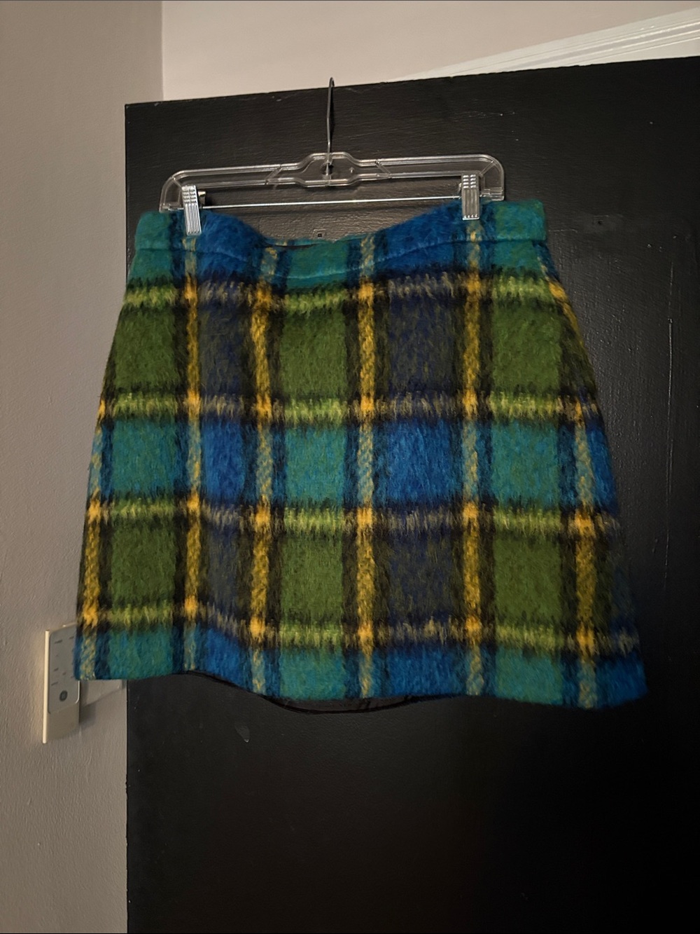 kate spade blue and yellow plaid a-line skirt
